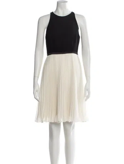 Pre-owned Halston Heritage Crew Neck Mini Dress In Neutral