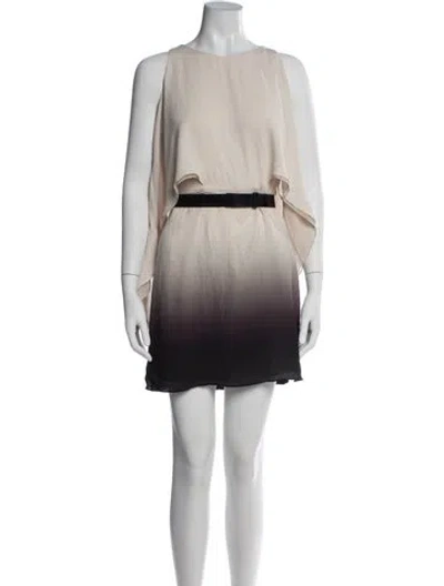 Pre-owned Halston Heritage Crew Neck Mini Dress In Neutral