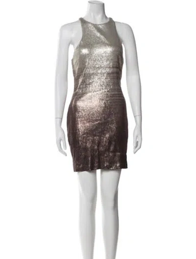 Pre-owned Halston Heritage Crew Neck Mini Dress In Neutral