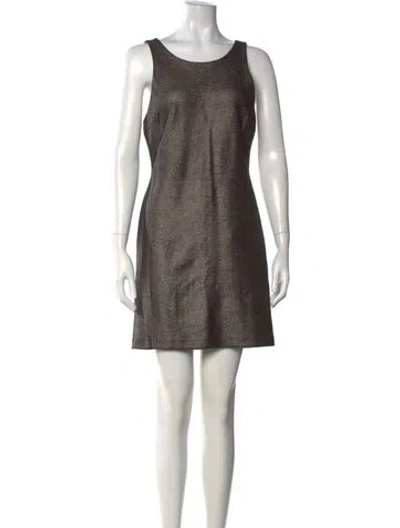 Pre-owned Halston Heritage Crew Neck Mini Dress In Neutrals