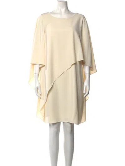 Pre-owned Halston Heritage Crew Neck Mini Dress In Neutrals