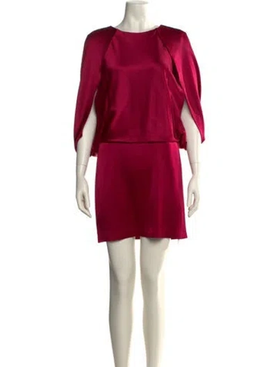 Pre-owned Halston Heritage Crew Neck Mini Dress In Pink