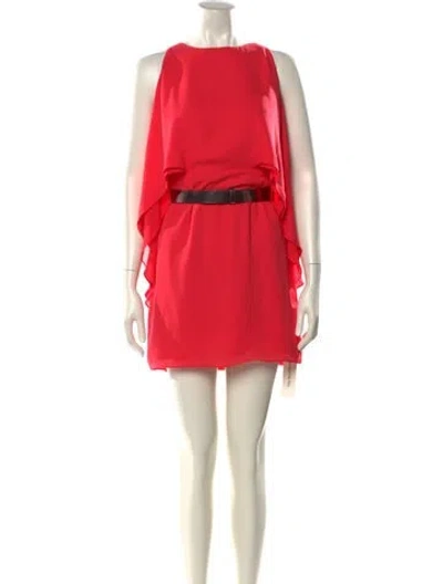 Pre-owned Halston Heritage Crew Neck Mini Dress In Pink