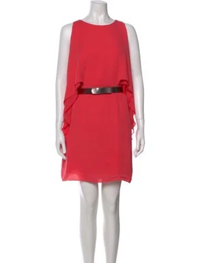 Pre-owned Halston Heritage Crew Neck Mini Dress In Pink