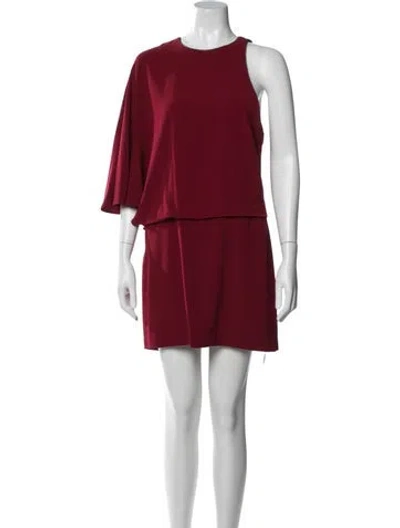 Pre-owned Halston Heritage Crew Neck Mini Dress In Red