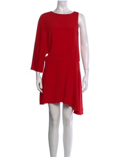 Pre-owned Halston Heritage Crew Neck Mini Dress In Red