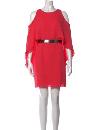 Pre-owned Halston Heritage Crew Neck Mini Dress In Red