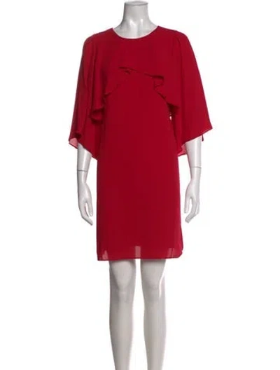 Pre-owned Halston Heritage Crew Neck Mini Dress In Red