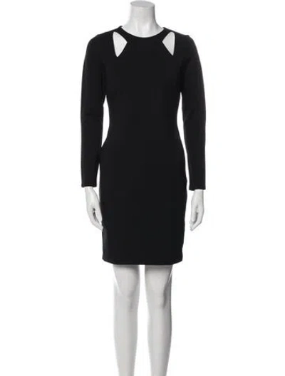 Pre-owned Halston Heritage Crew Neck Mini Dress W/ Tags In Black