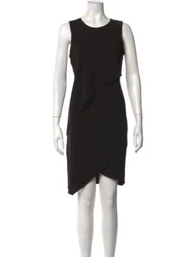 Pre-owned Halston Heritage Crew Neck Mini Dress W/ Tags In Black