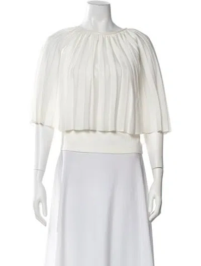 Pre-owned Halston Heritage Crew Neck Short Sleeve Top In Neutral