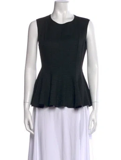 Pre-owned Halston Heritage Crew Neck Sleeveless Top In Black