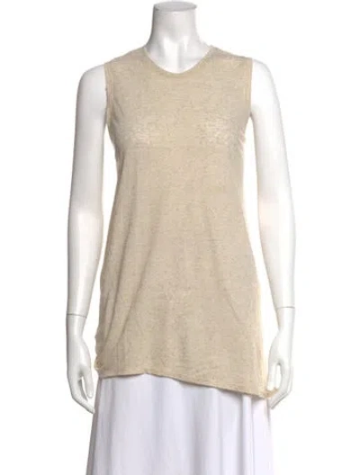 Pre-owned Halston Heritage Crew Neck Sleeveless Top In Neutrals