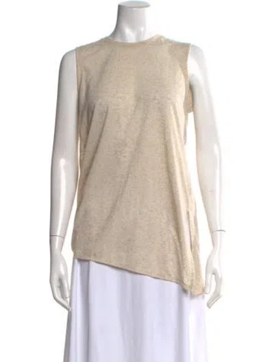 Pre-owned Halston Heritage Crew Neck Sleeveless Top In Neutrals