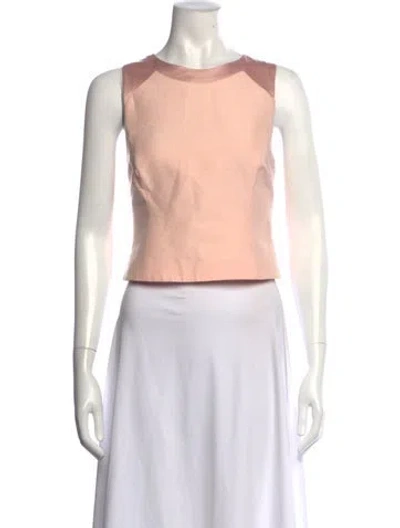 Pre-owned Halston Heritage Crew Neck Sleeveless Top In Pink