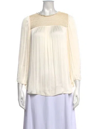Pre-owned Halston Heritage Crew Neck Three-quarter Sleeve Blouse W/ Tags In Neutral