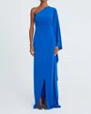 Halston Heritage Ellen Cape Sleeve Gown In Saph In Blue