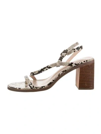 Pre-owned Halston Heritage Embossed Leather Animal Print Sandals In Multicolor