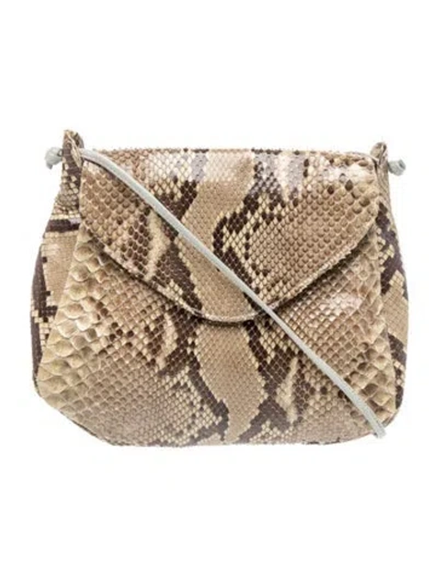 Pre-owned Halston Heritage Embossed Leather Crossbody Bag In Neutral