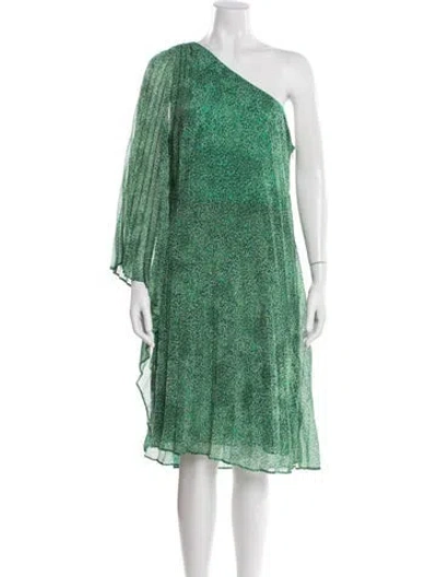 Pre-owned Halston Heritage Floral Print Knee-length Dress W/ Tags In Green