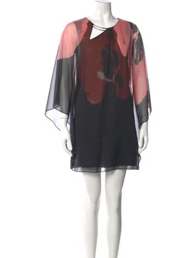 Pre-owned Halston Heritage Floral Print Mini Dress In Multi