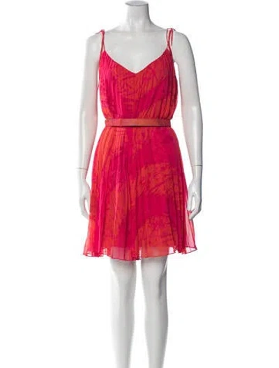 Pre-owned Halston Heritage Floral Print Mini Dress In Orange