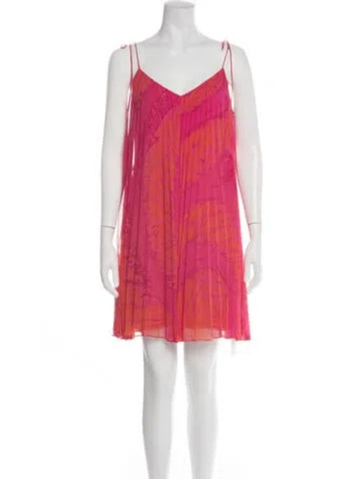 Pre-owned Halston Heritage Floral Print Mini Dress In Pink