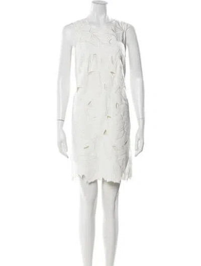 Pre-owned Halston Heritage Floral Print Mini Dress In White