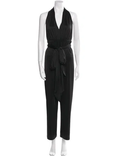 Pre-owned Halston Heritage Halterneck Jumpsuit In Black
