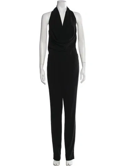Pre-owned Halston Heritage Halterneck Jumpsuit In Black