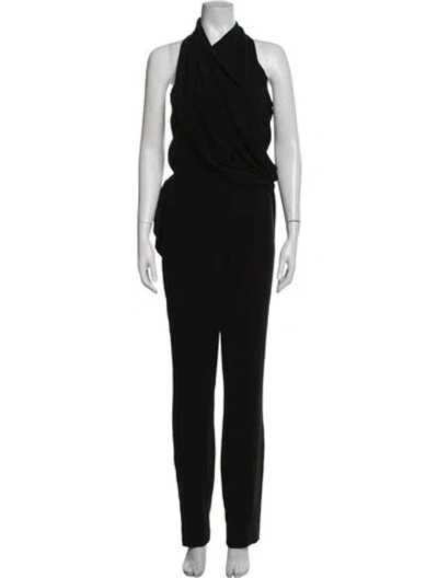 Pre-owned Halston Heritage Halterneck Jumpsuit In Black