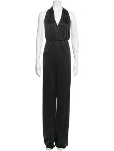 Pre-owned Halston Heritage Halterneck Jumpsuit In Black