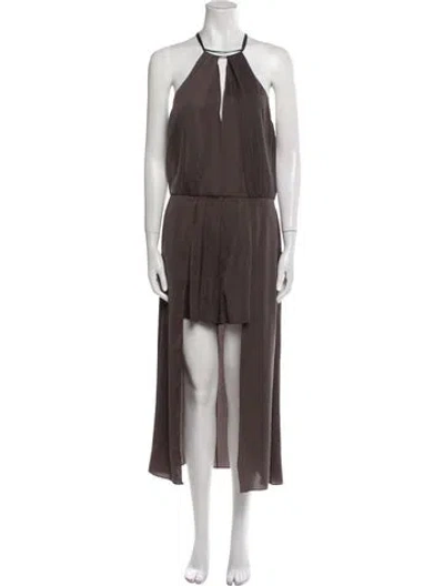Pre-owned Halston Heritage Halterneck Jumpsuit In Brown
