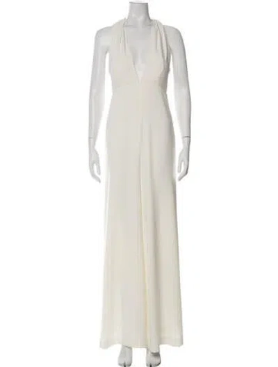 Pre-owned Halston Heritage Halterneck Jumpsuit In Green
