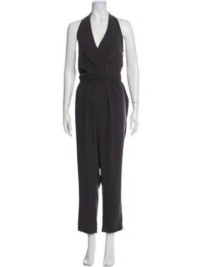 Pre-owned Halston Heritage Halterneck Jumpsuit In Grey