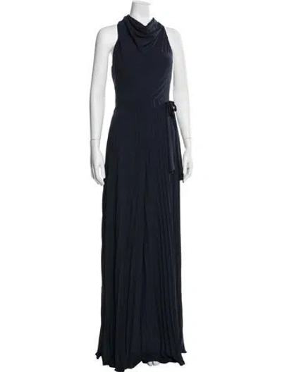 Pre-owned Halston Heritage Halterneck Jumpsuit W/ Tags In Blue