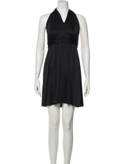Pre-owned Halston Heritage Halterneck Knee-length Dress In Black