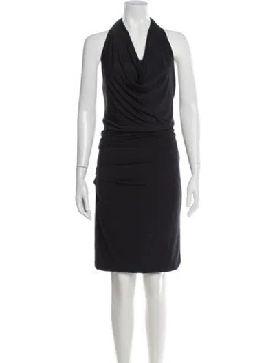 Pre-owned Halston Heritage Halterneck Knee-length Dress In Black
