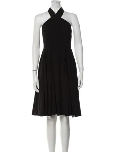 Pre-owned Halston Heritage Halterneck Knee-length Dress In Black
