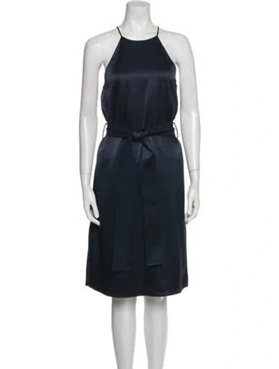 Pre-owned Halston Heritage Halterneck Knee-length Dress In Blue