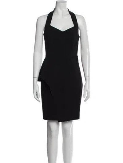 Pre-owned Halston Heritage Halterneck Knee-length Dress In Gray