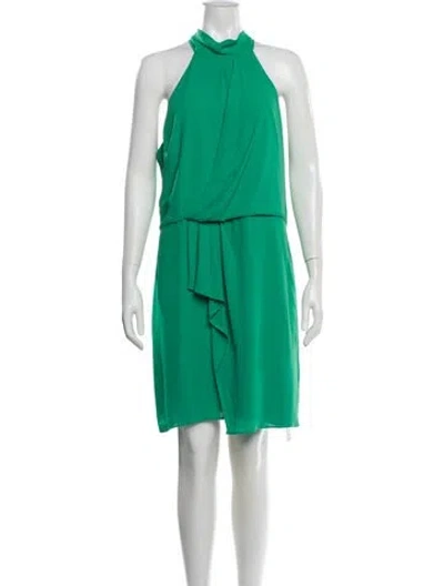 Pre-owned Halston Heritage Halterneck Knee-length Dress In Green