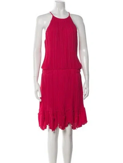 Pre-owned Halston Heritage Halterneck Knee-length Dress In Pink