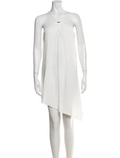 Pre-owned Halston Heritage Halterneck Knee-length Dress W/ Tags In White