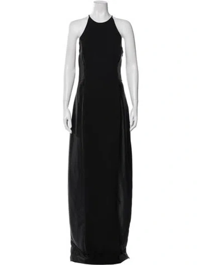 Pre-owned Halston Heritage Halterneck Long Dress In Black