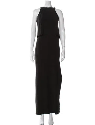 Pre-owned Halston Heritage Halterneck Long Dress In Black