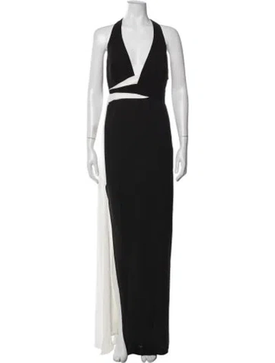 Pre-owned Halston Heritage Halterneck Long Dress In Black
