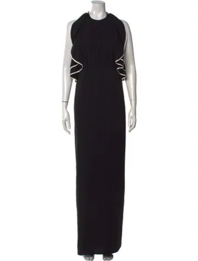 Pre-owned Halston Heritage Halterneck Long Dress In Black