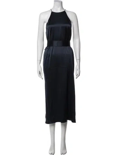 Pre-owned Halston Heritage Halterneck Long Dress In Blue