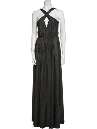Pre-owned Halston Heritage Halterneck Long Dress In Green